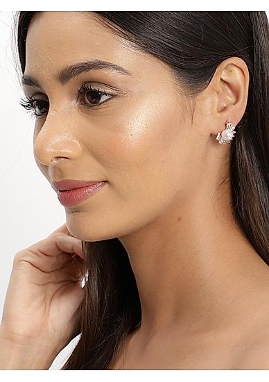 Rose Gold-Toned Contemporary Stud Earrings
