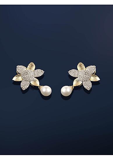 Gold-Plated Floral Drop Earring For Women