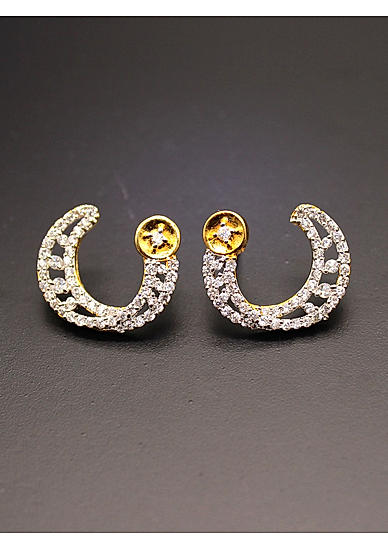 Gold-Toned White Contemporary Studs