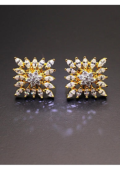 Gold White Contemporary Studs for Women.