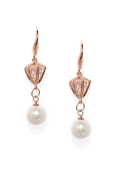 Rose Gold and White Classic Drop Earrings
