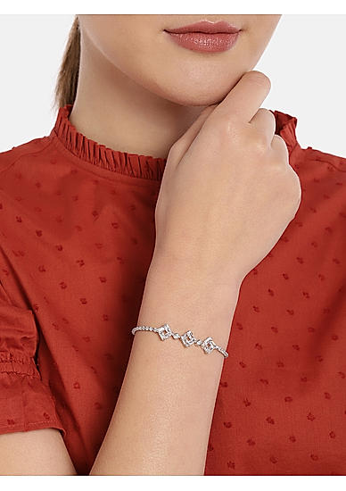 Silver-Toned Rhodium Plated Charm Bracelet