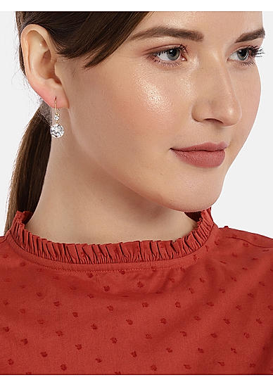 Gold-Toned Studded Geometric Drop Earrings