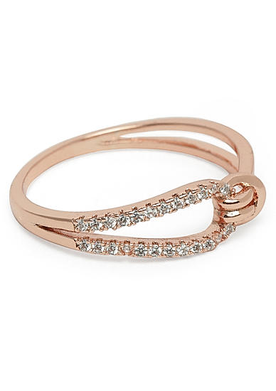 Rose Gold-Toned Stone Studded Knot Finger Ring