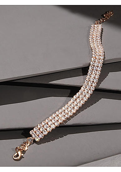 American Diamond Rose Gold Plated Wraparound Bracelet