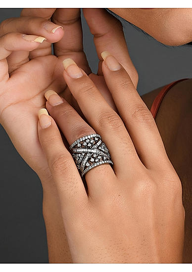 American Diamond Silver Plated Party Ring
