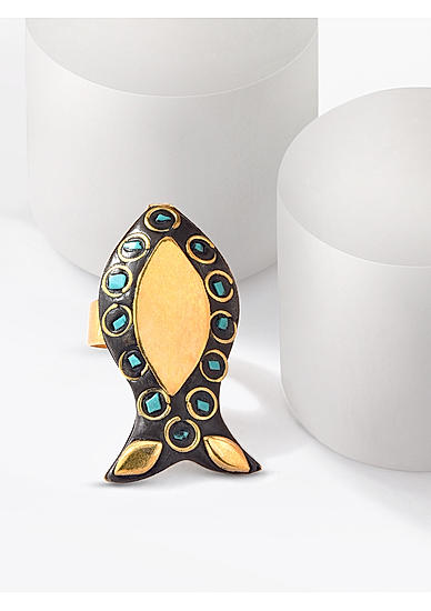 Black Gold Plated Fish Shaped Ring