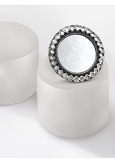 Black Mirror Silver Plated Oxidised Spherical Ring
