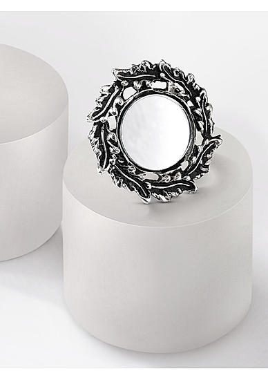 Mirror Silver Plated Oxidised Spherical Ring