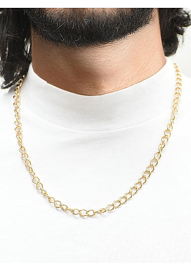 The Bro Code Attractive Gold Plated Fusion Look Alloy Curb Chain Necklace For Men 