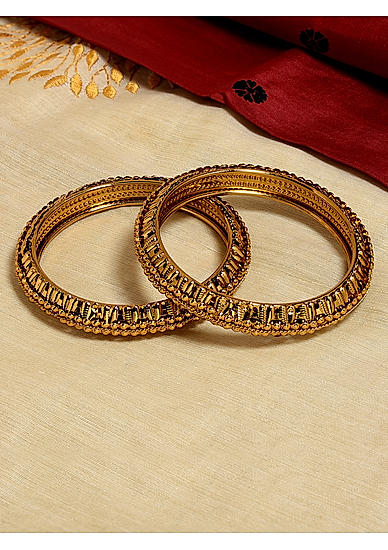 Set of 2 Gold Plated Temple Bangles