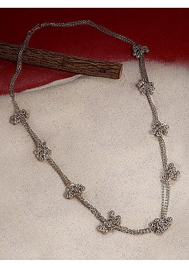 Ghungroo Silver Plated Chain Necklace