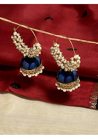 Earrings for Lehenga - Blue | FashionCrab.com