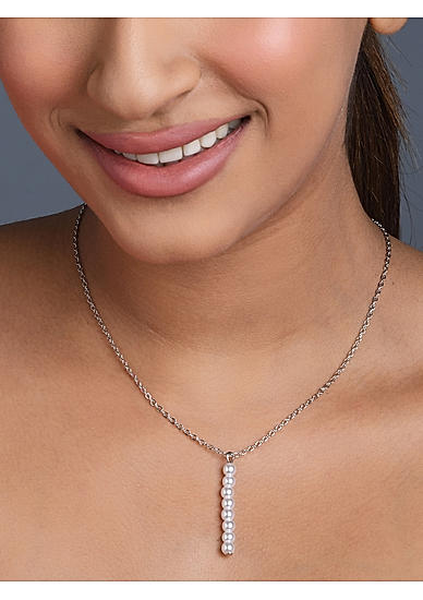 Toniq Silver Plated Pearl Sautior Pendant Necklace For Women