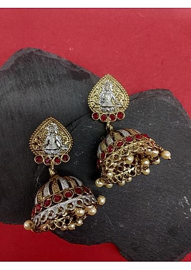 Ruby Dual Toned Goddess Jhumka Earring