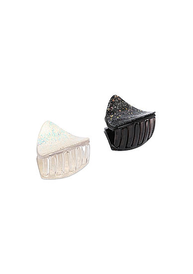 Set Of 2 Black and White Glitter Claw Clip