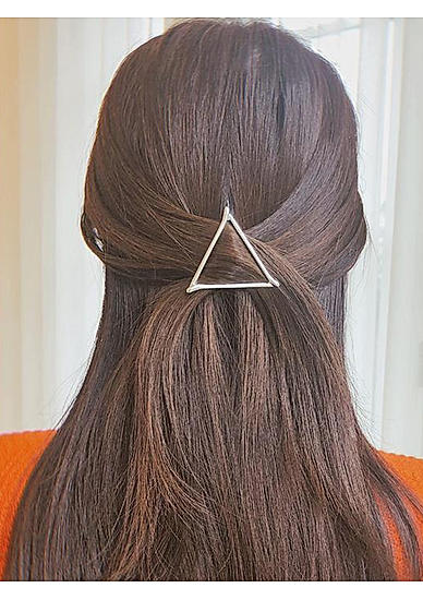 Set of 2 Silver Plated Triangular Bumpit Hair Pin