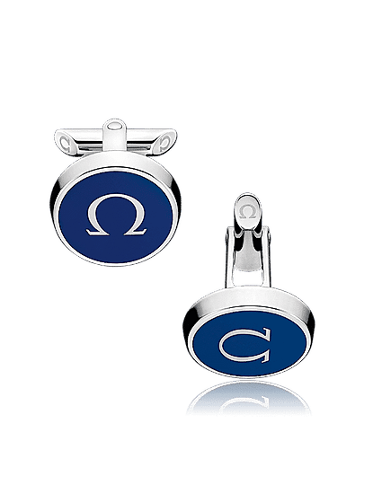 Stainless Steel  Marine Blue Lacquer Cufflinks