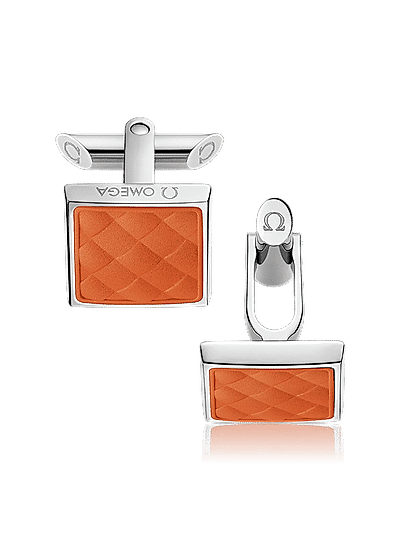 Stainless Steel  Orange Rubber Cufflinks