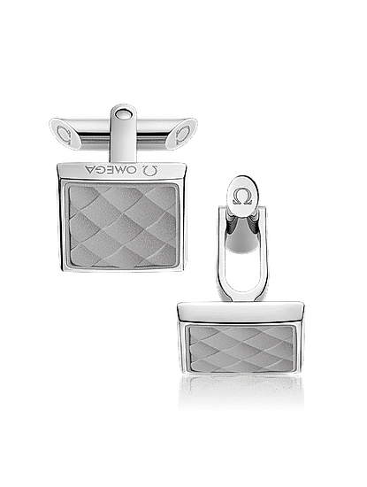 Stainless Steel  Grey Rubber Cufflinks