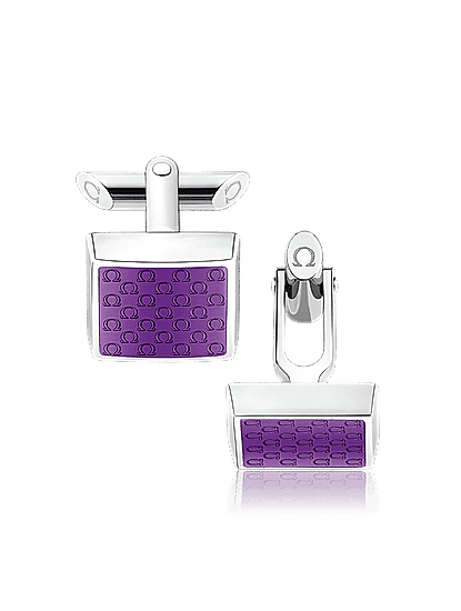 Stainless Steel  Violet Resin Cufflinks