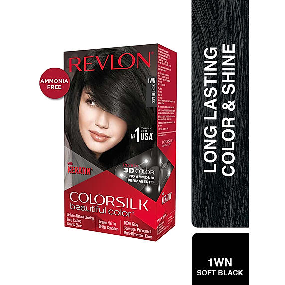 Revlon Colorsilk Hair Color with Keratin - (Soft Black 1WN ,40 + 40ml)