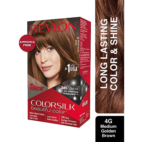 Revlon Colorsilk Hair Color with Keratin - (Medium Golden Brown 4G ,40 + 40ml)