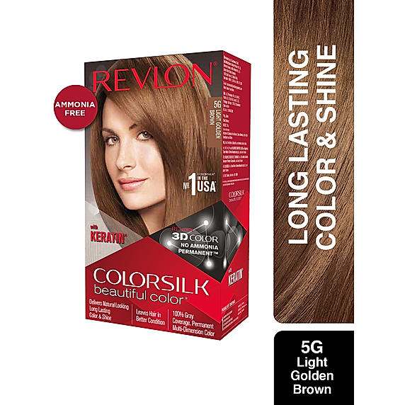 Revlon Colorsilk Hair Color with Keratin - (Light Golden Brown 5G ,40 + 40ml)