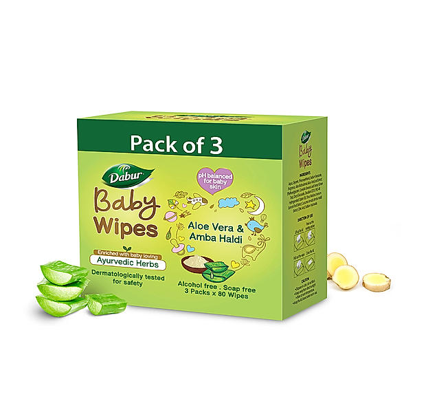 Dabur Baby Wipes - 240 Wipes (80 x 3, Pack of 3)