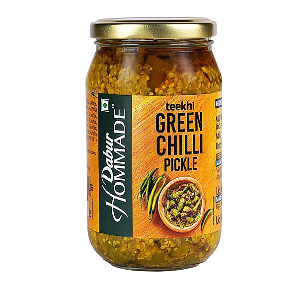 Hommade Green Chilli Pickle Bottle - 400g