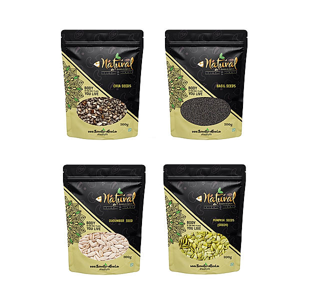 Chia, Basil, Cucumber & Pumpkin seeds - Seeds of Life (200 gms each)