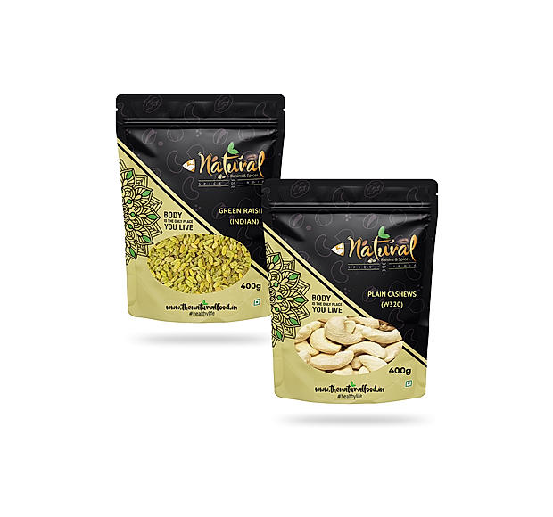 Green Raisin (Indian) & Cashew W320 (400 gms each Combo Pack)