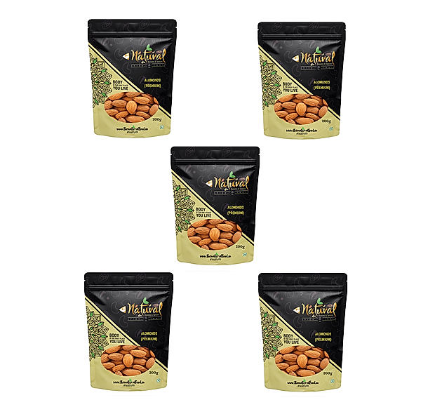 Powerful Punch - Natural California Premium Almonds (200 gms X 5 Combo Pack)