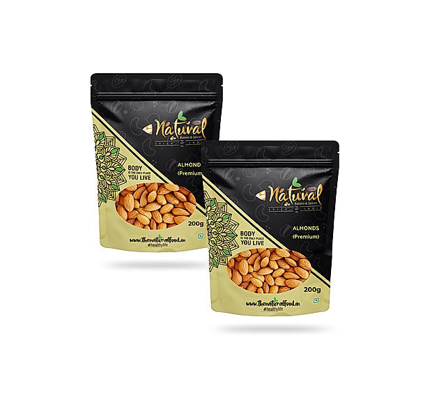 Natural California Premium Almonds (200 gms X 2 Combo Pack)