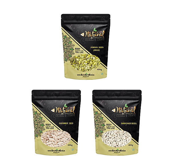 Pumpkin Seeds, Cucumber Seeds & Sunflower ( 400 gms each Combo Pack )