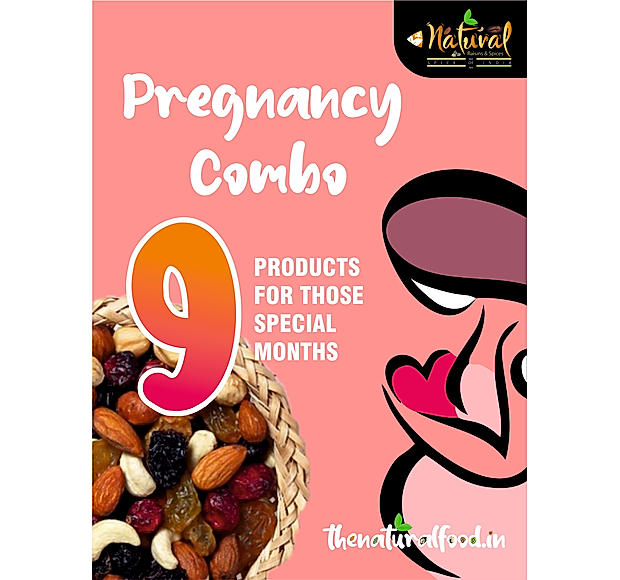 Pregnancy Combo - Walnuts(250g), Mamra Almond, Green Pista, Figs, Cashews W240, Blueberry, Apricot, Dates Safawi, Pumpkin Seeds & Detox Mix (Our Complimentry) 200 gms of each