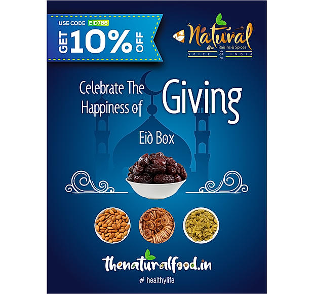 Eid Box  - Safawi Dates (400gm), Green Raisins, Almonds & Fig ( 200 gm Each Combo)