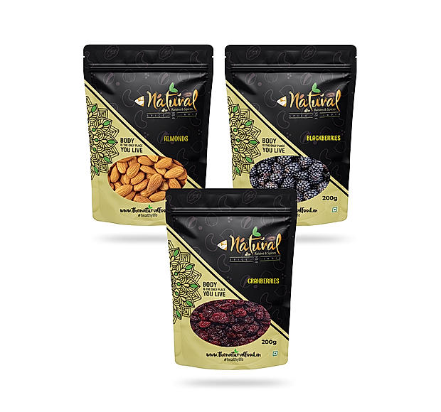 ABC Combo - Almonds, Blackberries & Cranberries (200 gms each Combo Pack)