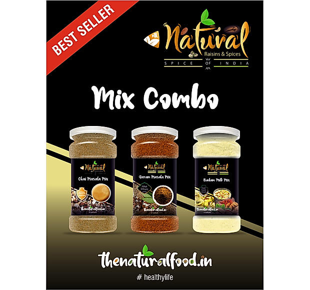 Mix Combo - Chai Masala Mix, Badam Milk Mix, Garam Masala (100 gm each Combo Pack)