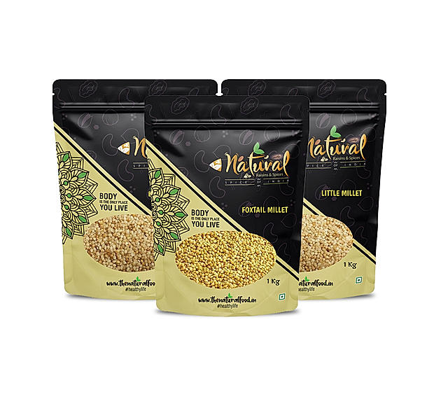 Barnyard Millet, Foxtail Millet & Little Millet - Millet Pack (1 Kg each)