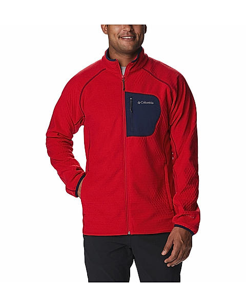 Columbia Mens Red Omni-Heat Helix M Outdoor Tracks Full Zip Fleece Jacket