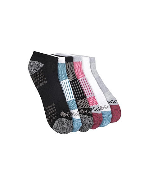 Columbia Women Pack of 6 Patterned Ankle Length No-Show With Pique Footbed Socks  (Not Returnable)