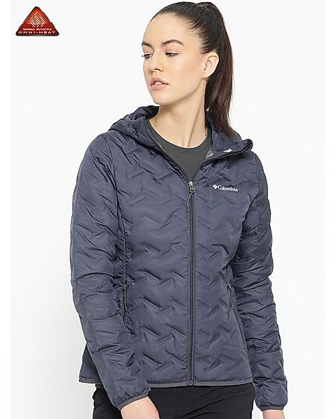 Columbia Women Blue Delta Ridge Down Hooded Jacket 