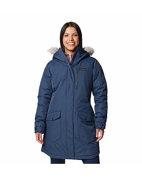 Columbia Womens Navy Omni-Heat Reflective Suttle Mountain Long Insulated Jacket