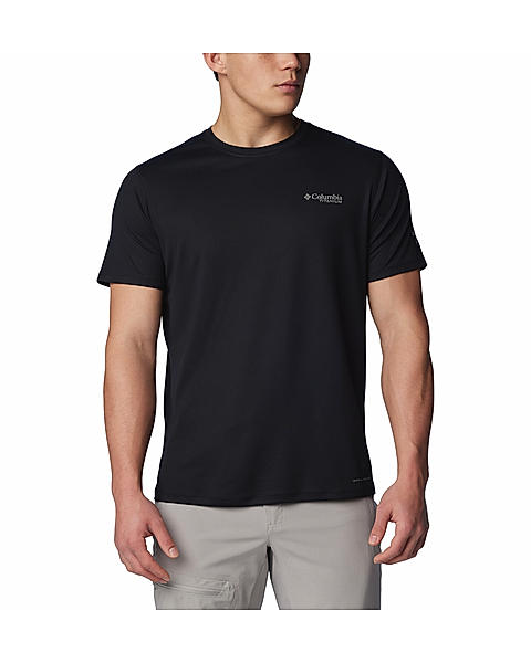 Columbia Mens Black Omni-Shade Summit Valley Short Sleeve Crew Tshirt