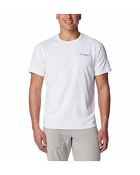 Columbia Mens White Omni-Shade Summit Valley Short Sleeve Crew Tshirt