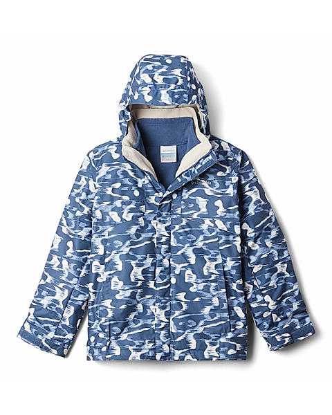 Columbia Kids Boys Blue Omni-Heat Reflective Bugaboo III Printed Fleece Interchange Jacket