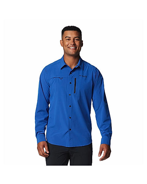 Columbia Mens Blue Omni-Shade Summit Valley  Long Sleeve Shirt