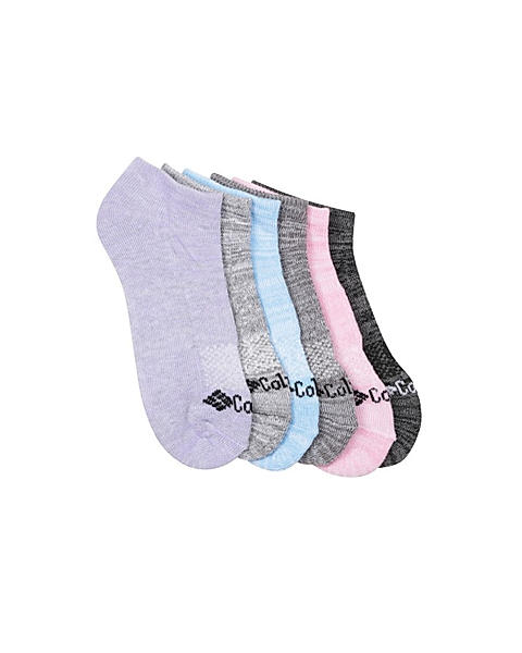 Columbia Women Pack of 6 Patterned Ankle Length Space Dye No-Show Socks 