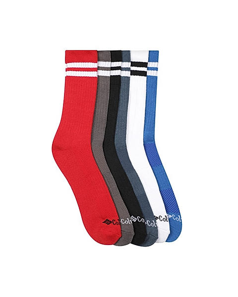 Columbia Men Pack of 6 Striped Calf Length Wow Crew Pack of 6 Striped  (Not Returnable)